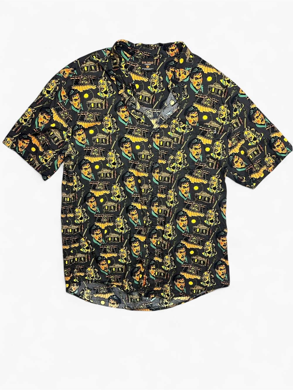 Creepy Co Evil Dead Button Up Horror Shirt Mens L Deadite 100% Cotton